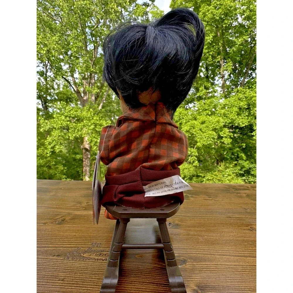 Creepy Animated Rocking Boy Doll Black Hollow Eyes Haunted Halloween Prop